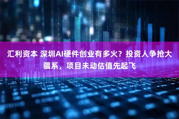 汇利资本 深圳AI硬件创业有多火？投资人争抢大疆系，项目未动估值先起飞